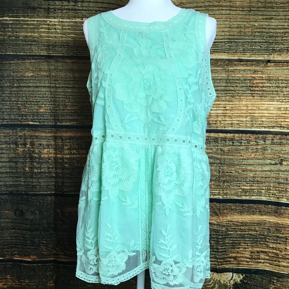 Teal Lace Tank Top